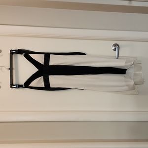 Midi length two-tone chiffon black and cream y white dress